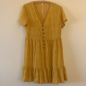 ROMWE Yellow Button-Front Mini Dress